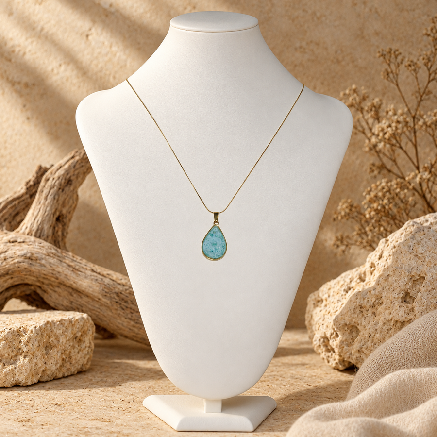 Gilded Tide Teardrop Pendant Necklace