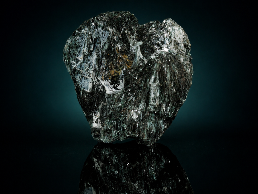 Dark fuchsite mica schist display specimen, upright front view