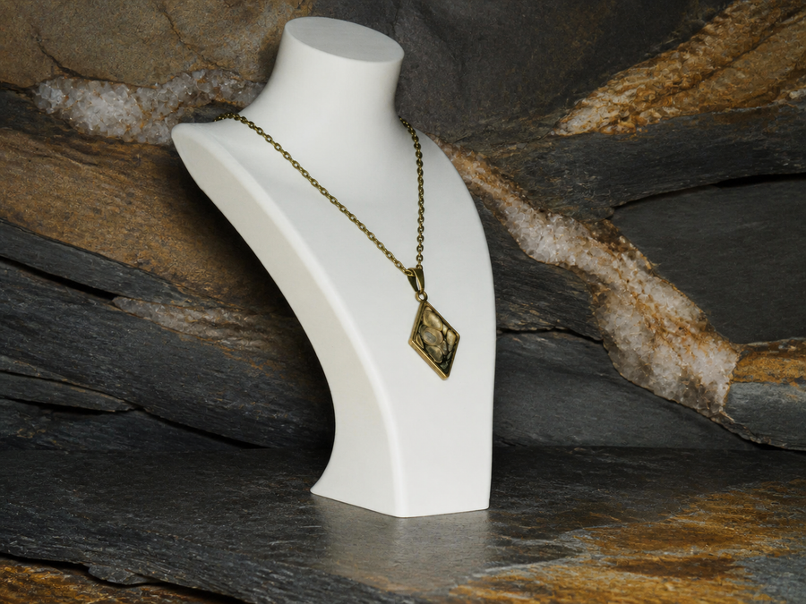 Bronze Relic Diamond Pendant Necklace, pendant, front view.