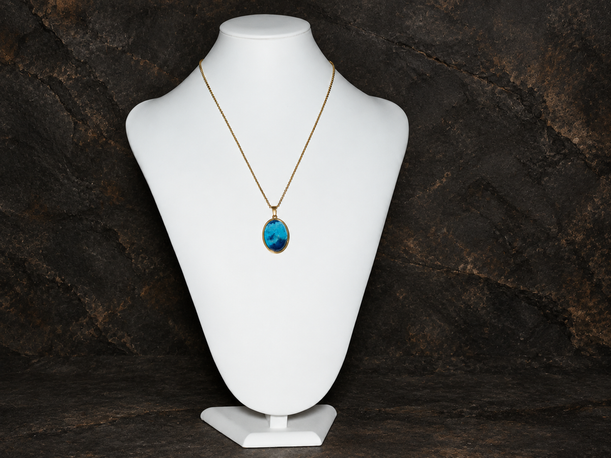 Abyssal Horizon oval pendant necklace shown at full length
