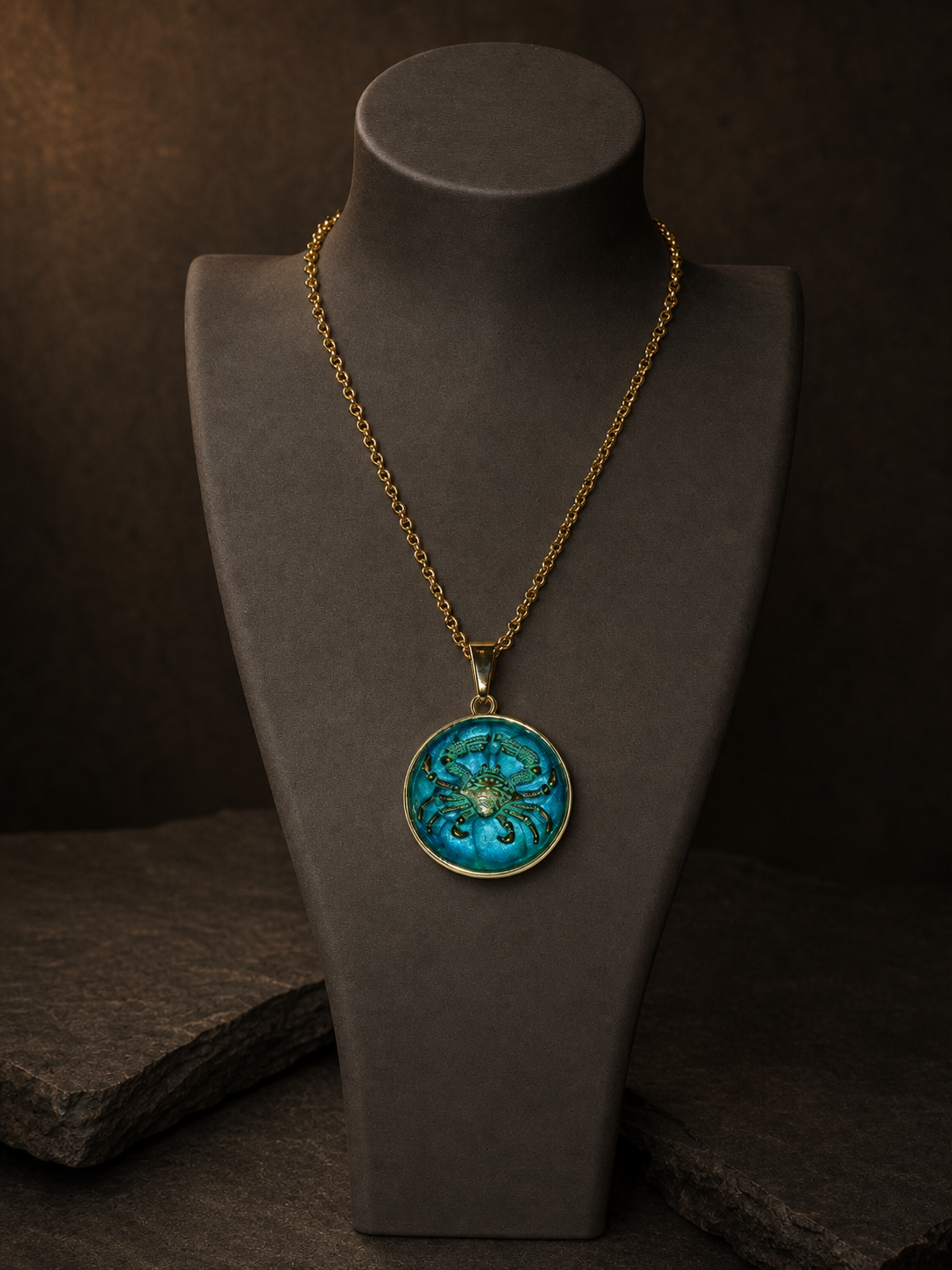 CEDUNA TIDE — Blue Swimmer Crab Pendant, pendant, front view.