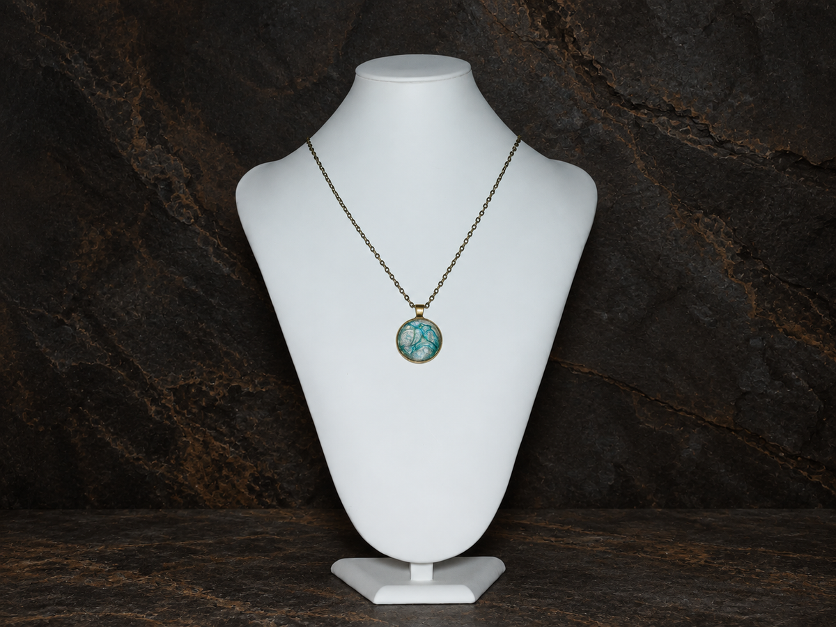 Tidal Archive round pendant necklace shown at full length