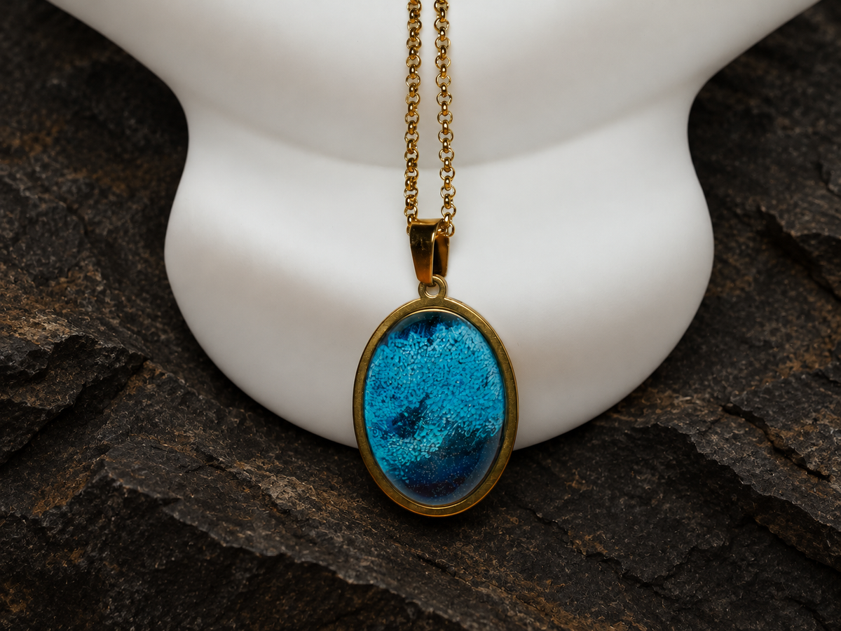 Abyssal Horizon blue oval pendant front view