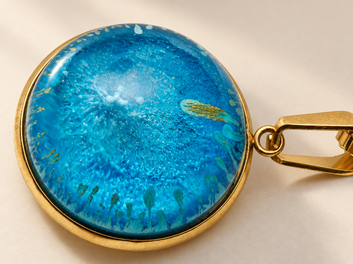 Cerulean Strata Round Pendant Necklace