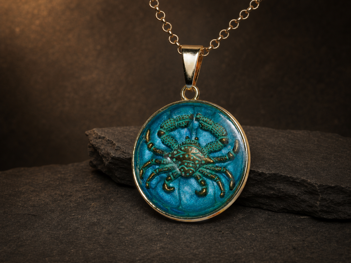 CEDUNA TIDE — Blue Swimmer Crab Pendant, pendant, front view.