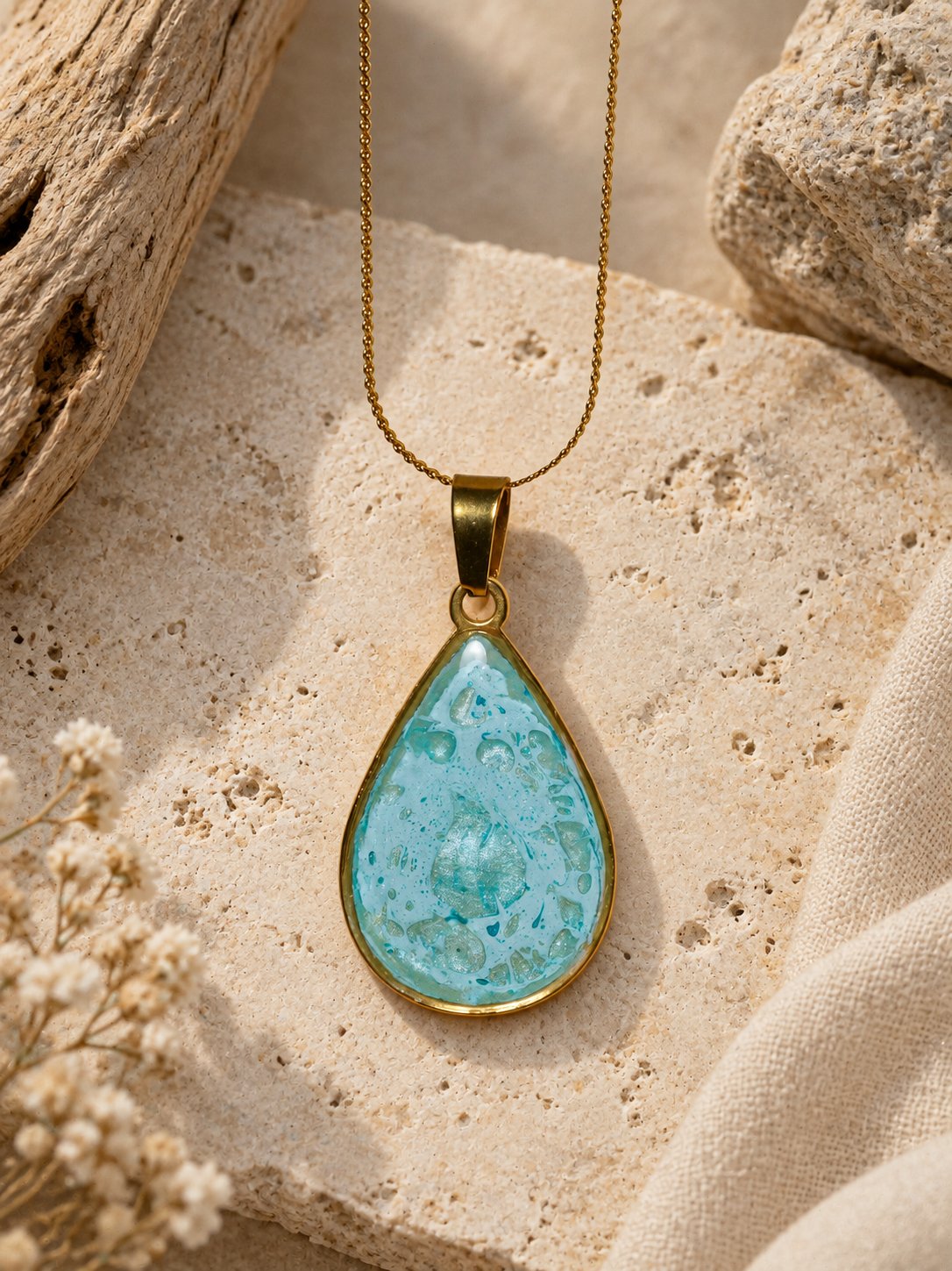 Gilded Tide Teardrop Pendant Necklace