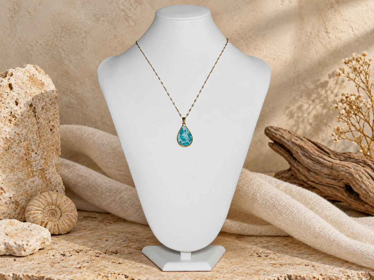 Tidal Mosaic Teardrop Pendant Necklace