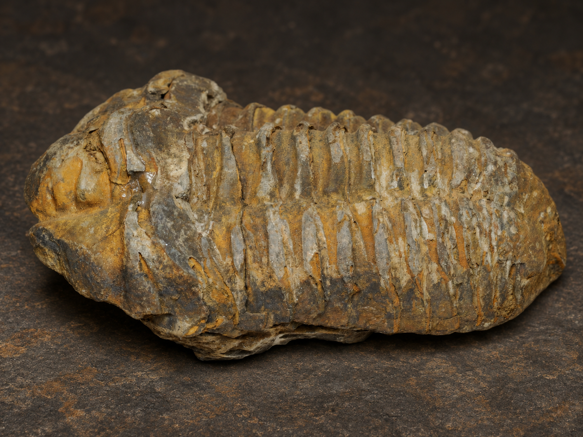 Moroccan Calymene Trilobite Fossil — Silurian Period, Large, segmentation detail.