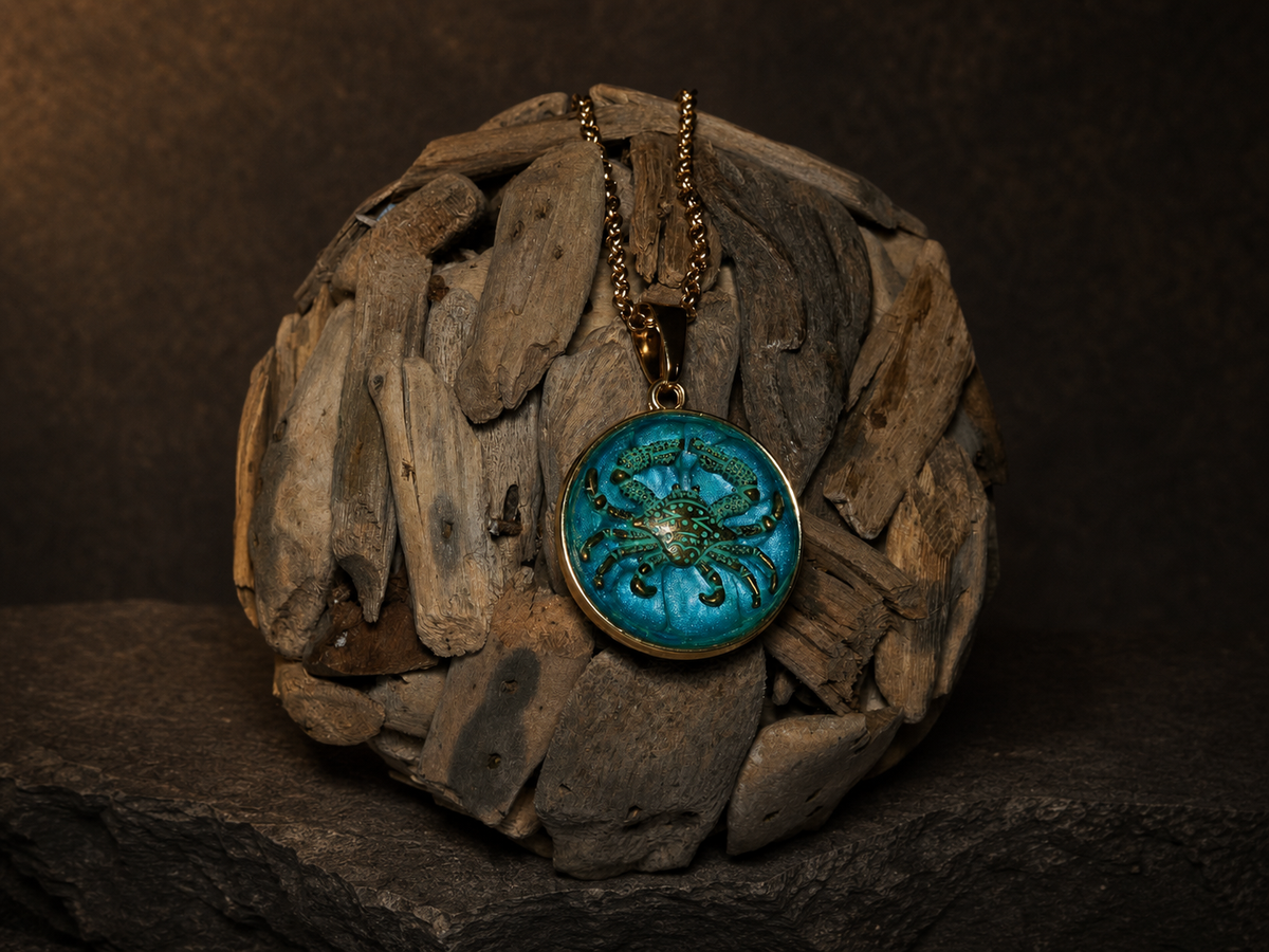 CEDUNA TIDE — Blue Swimmer Crab Pendant, pendant, front view.