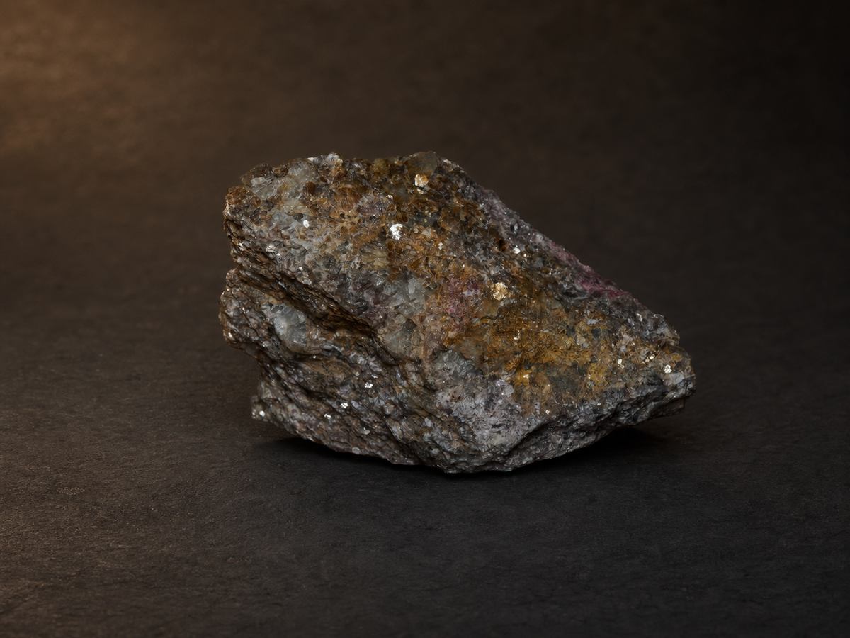 Ravensthorpe Rubellite in Lepidolite — 141 g Cabinet Specimen, mineral specimen, reverse view.