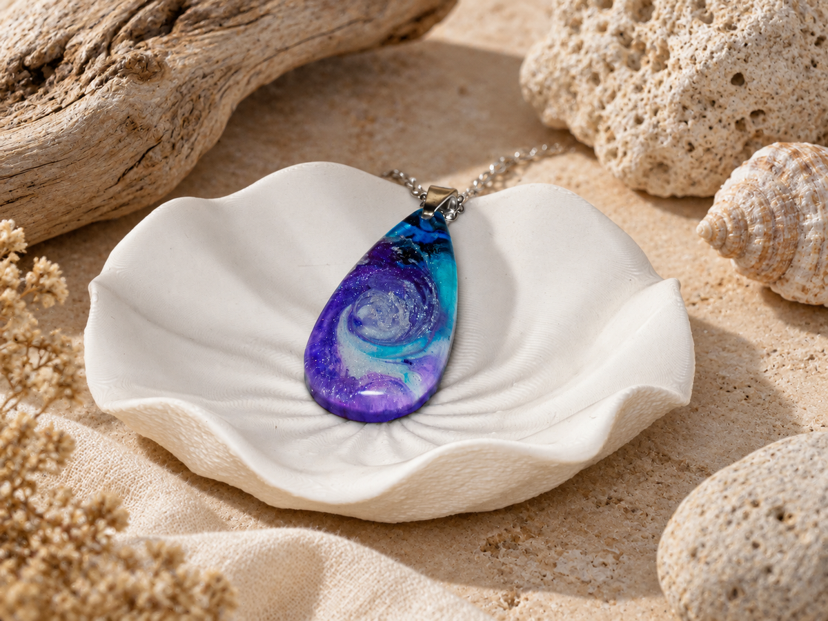 Violet Orbit Resin Pendant Necklace
