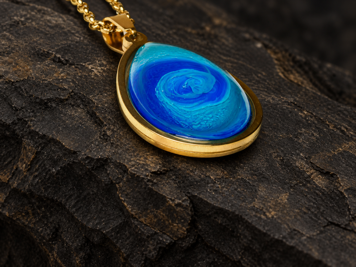 Abyssal Current teardrop pendant domed side profile