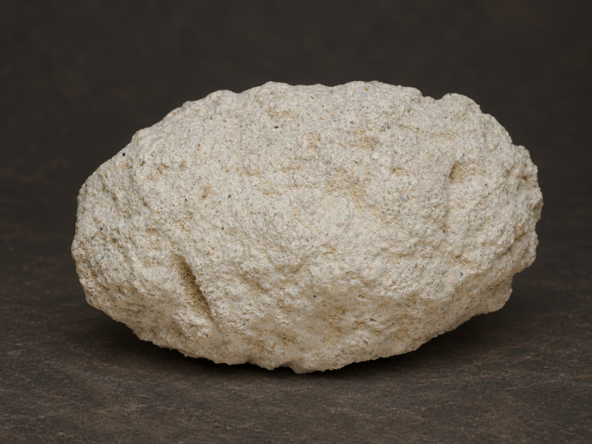Cream-coloured Fairy Bonnet fossil exterior showing its natural texture and narrow surface crack.