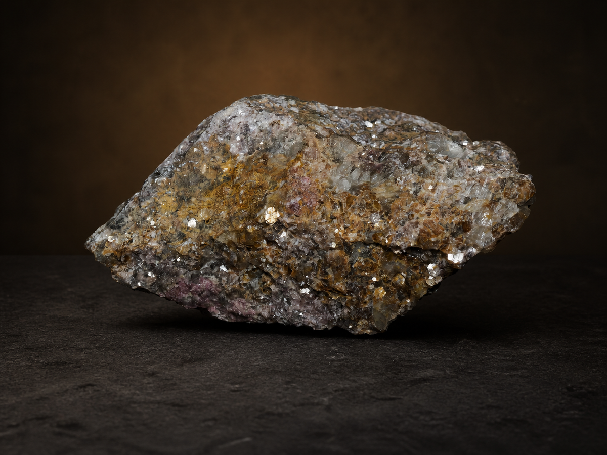 Ravensthorpe Rubellite in Lepidolite — 141 g Cabinet Specimen, mineral specimen, side view.