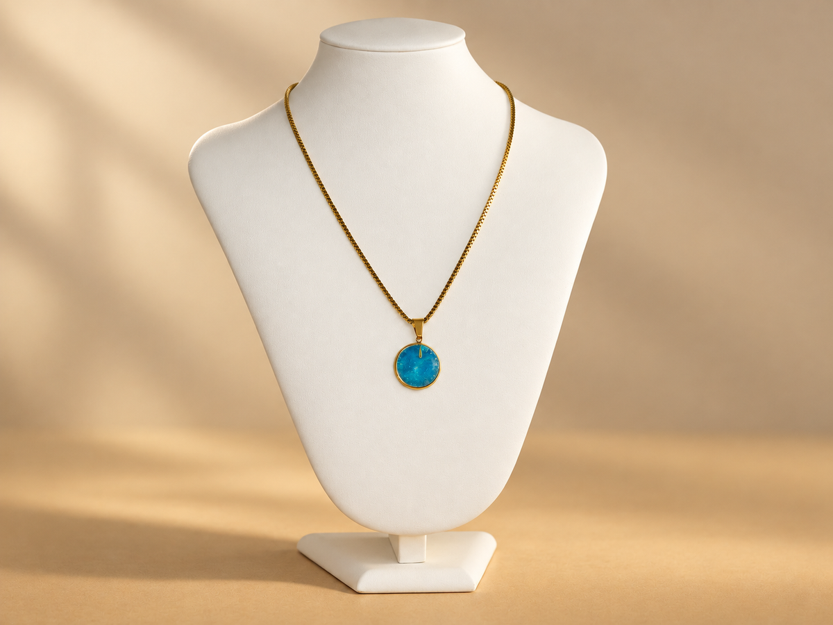 Cerulean Strata Round Pendant Necklace