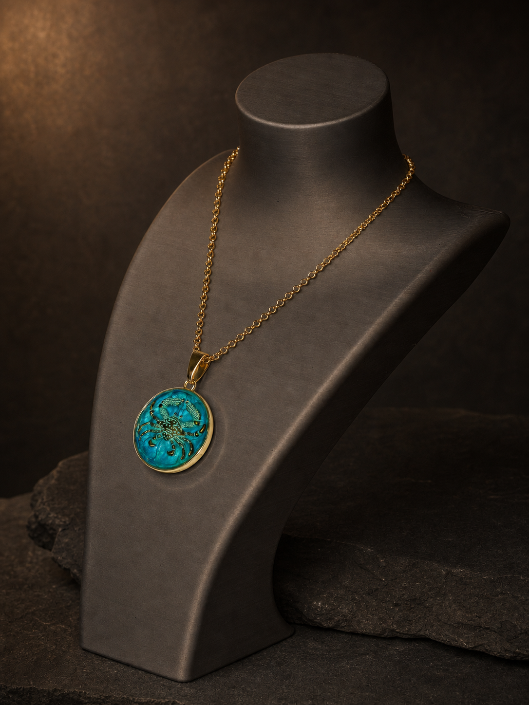 CEDUNA TIDE — Blue Swimmer Crab Pendant, pendant, angled view.