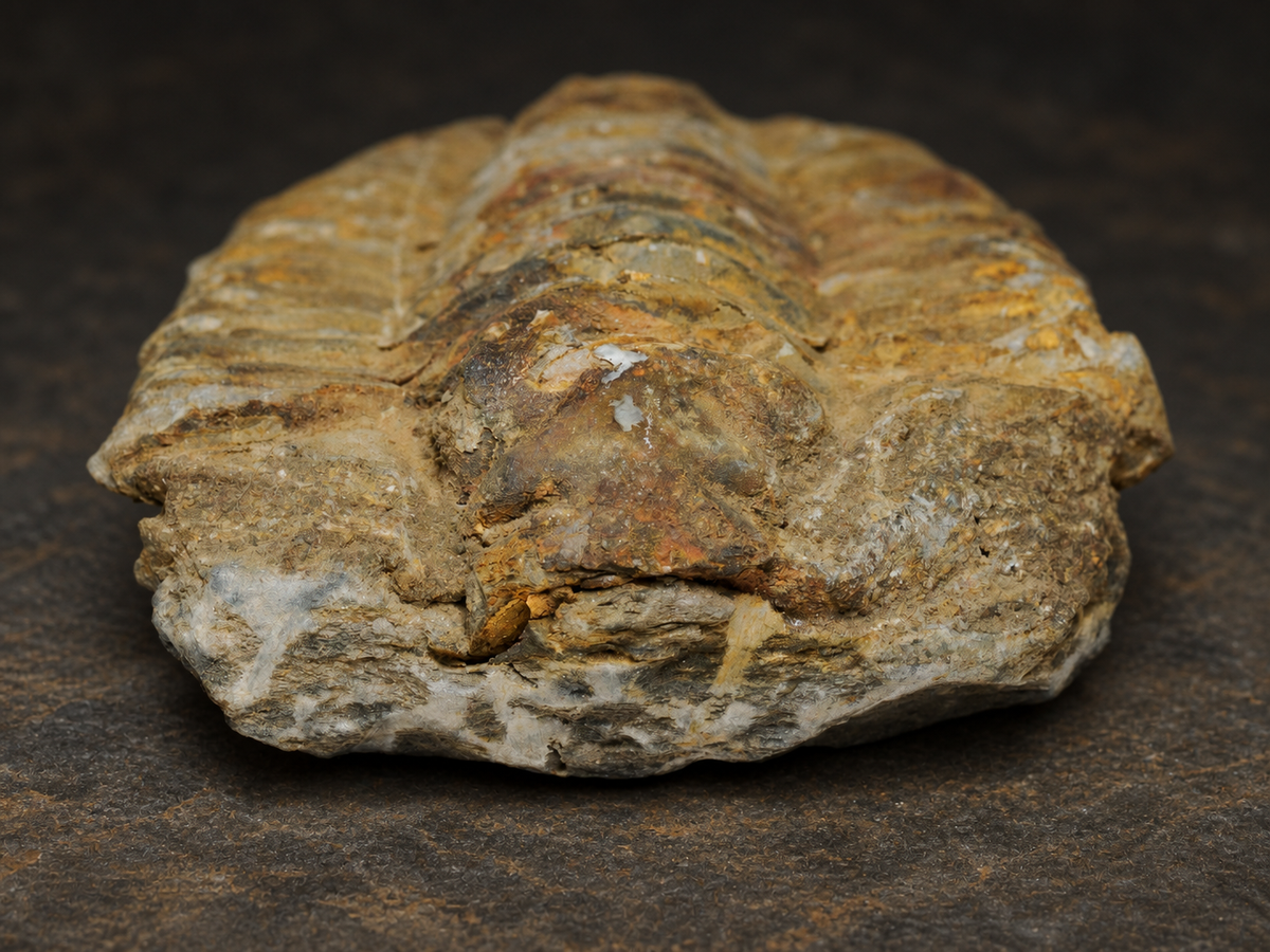Moroccan Calymene Trilobite Fossil — Silurian Period, Large, head detail.