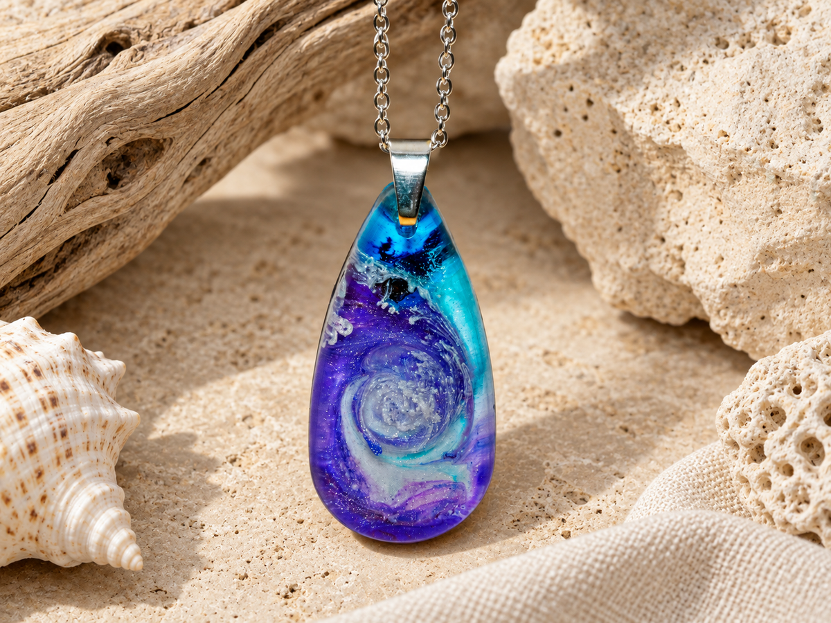 Violet Orbit Resin Pendant Necklace