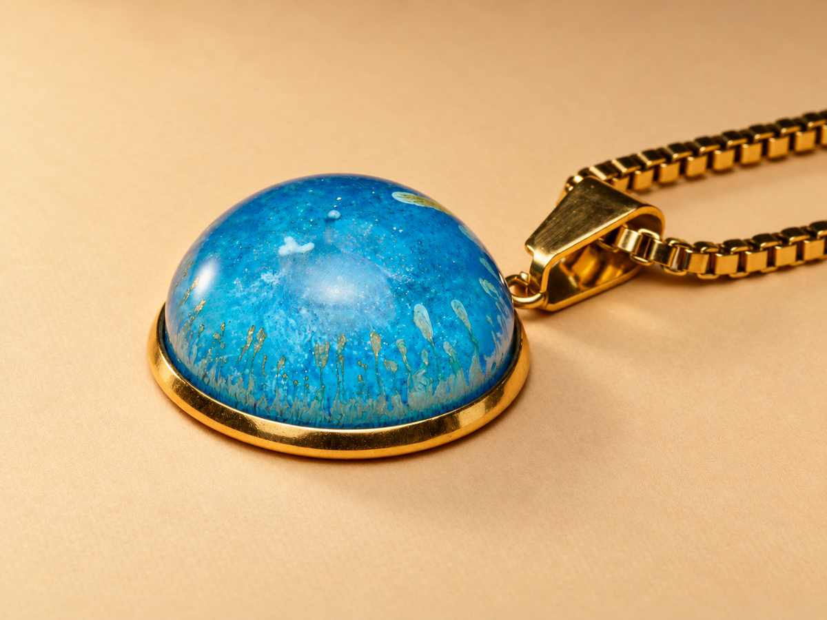 Cerulean Strata Round Pendant Necklace