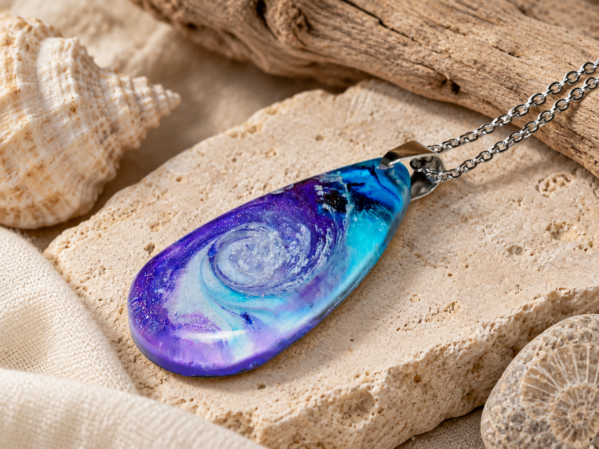 Violet Orbit Resin Pendant Necklace