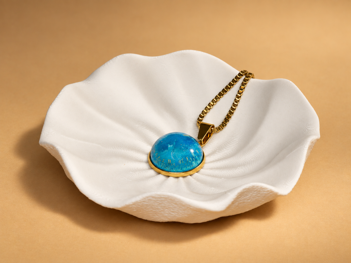 Cerulean Strata Round Pendant Necklace