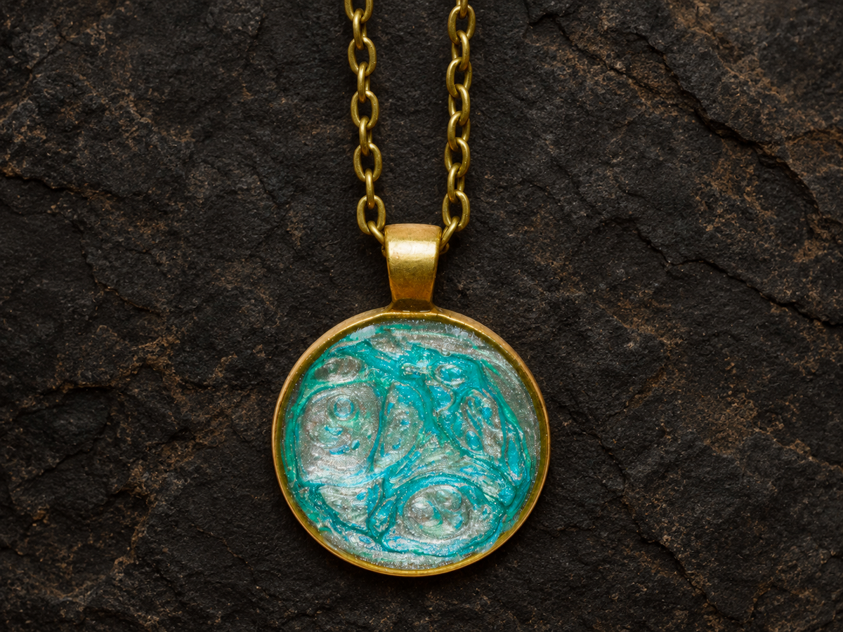Tidal Archive round pendant necklace front view