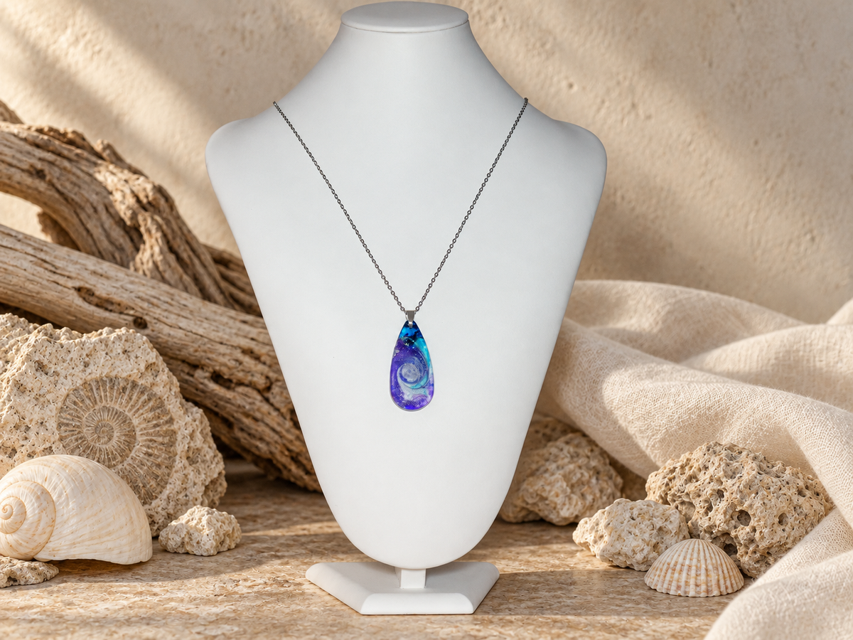 Violet Orbit Resin Pendant Necklace