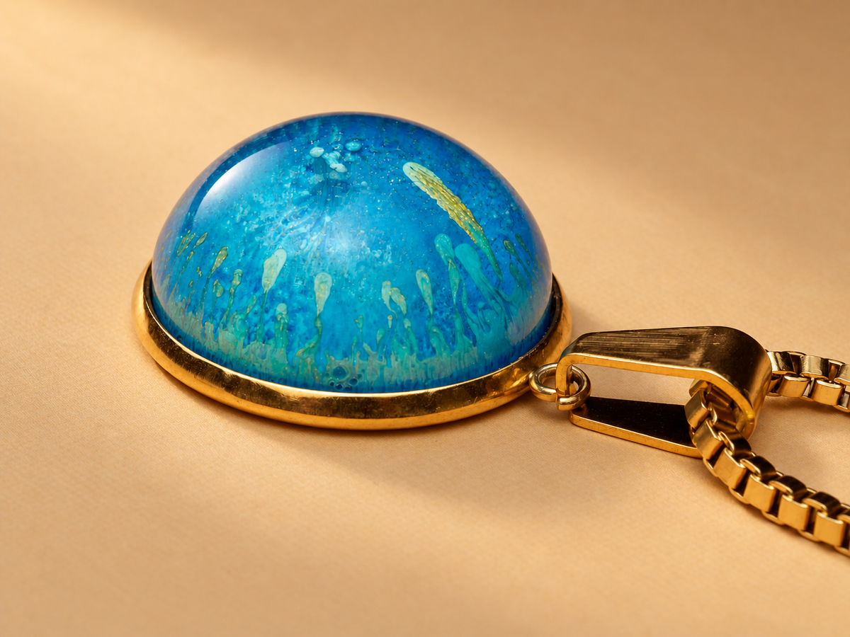 Cerulean Strata Round Pendant Necklace
