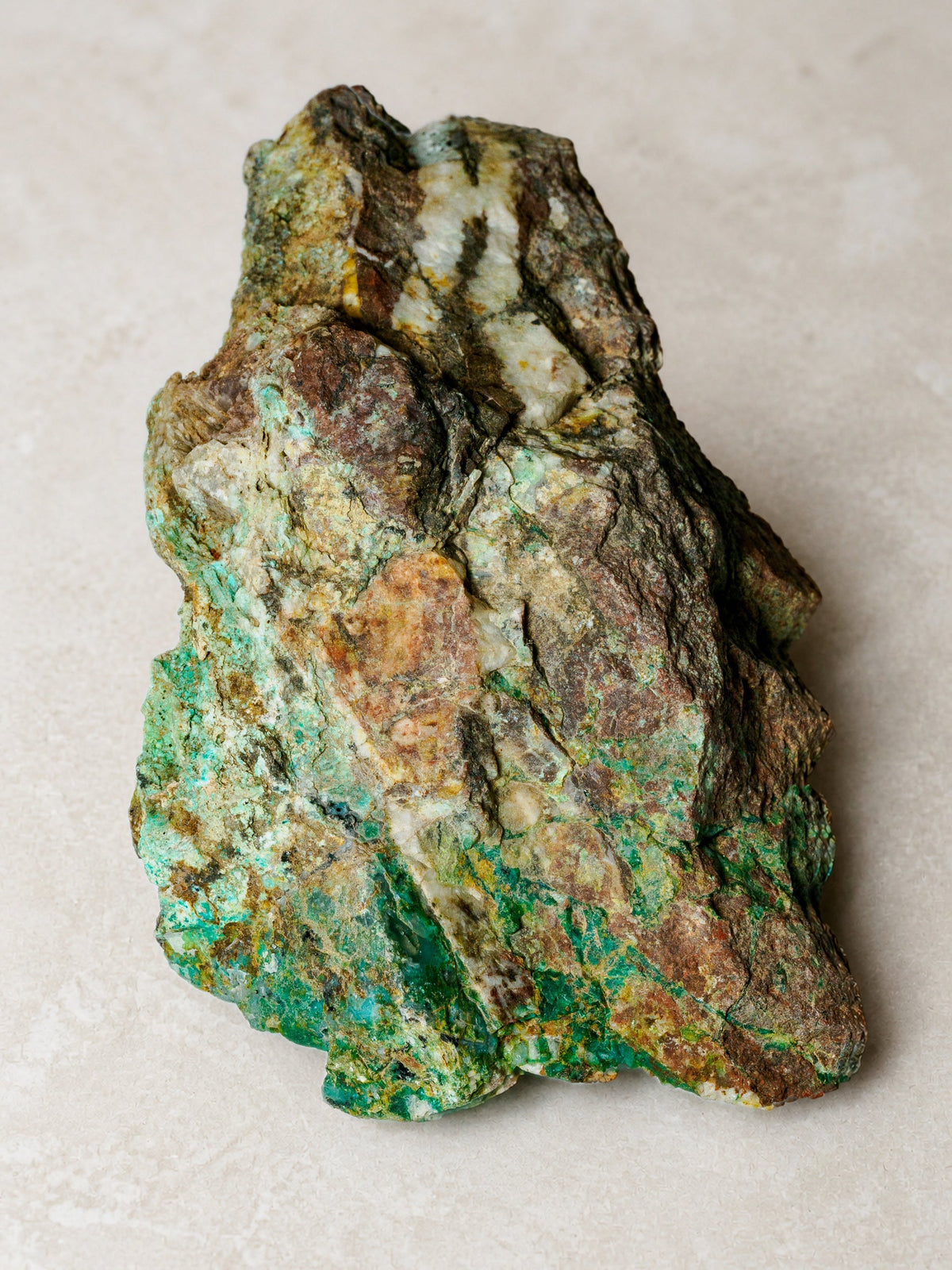 Chrysocolla with quartz in matrix from North-West Queensland, 262 g — Deep Time Atelier treatment, view 4