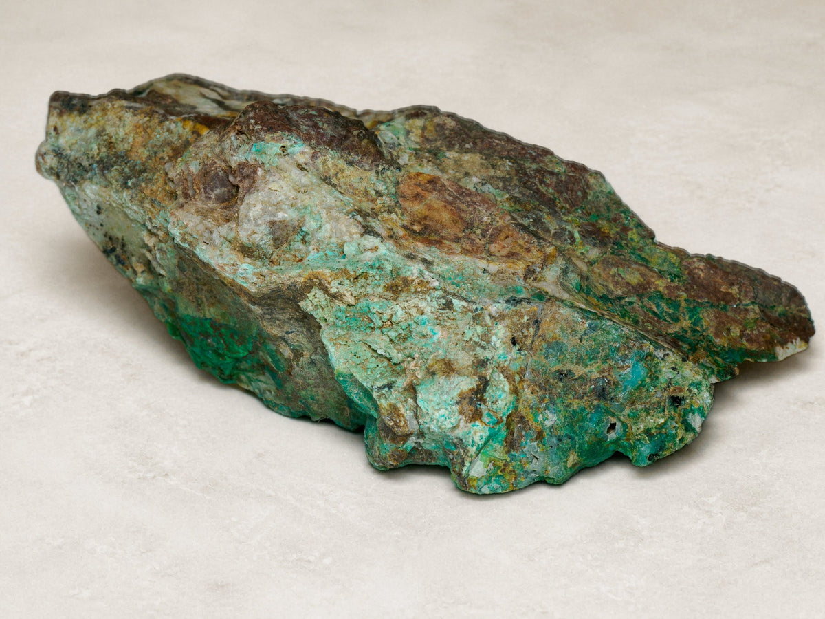 Chrysocolla with quartz in matrix from North-West Queensland, 262 g — Deep Time Atelier treatment, view 3