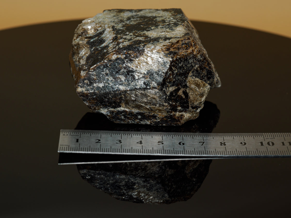 Black Tourmaline (Schorl) in Quartz & Mica — 425 g, mineral specimen, angled view.