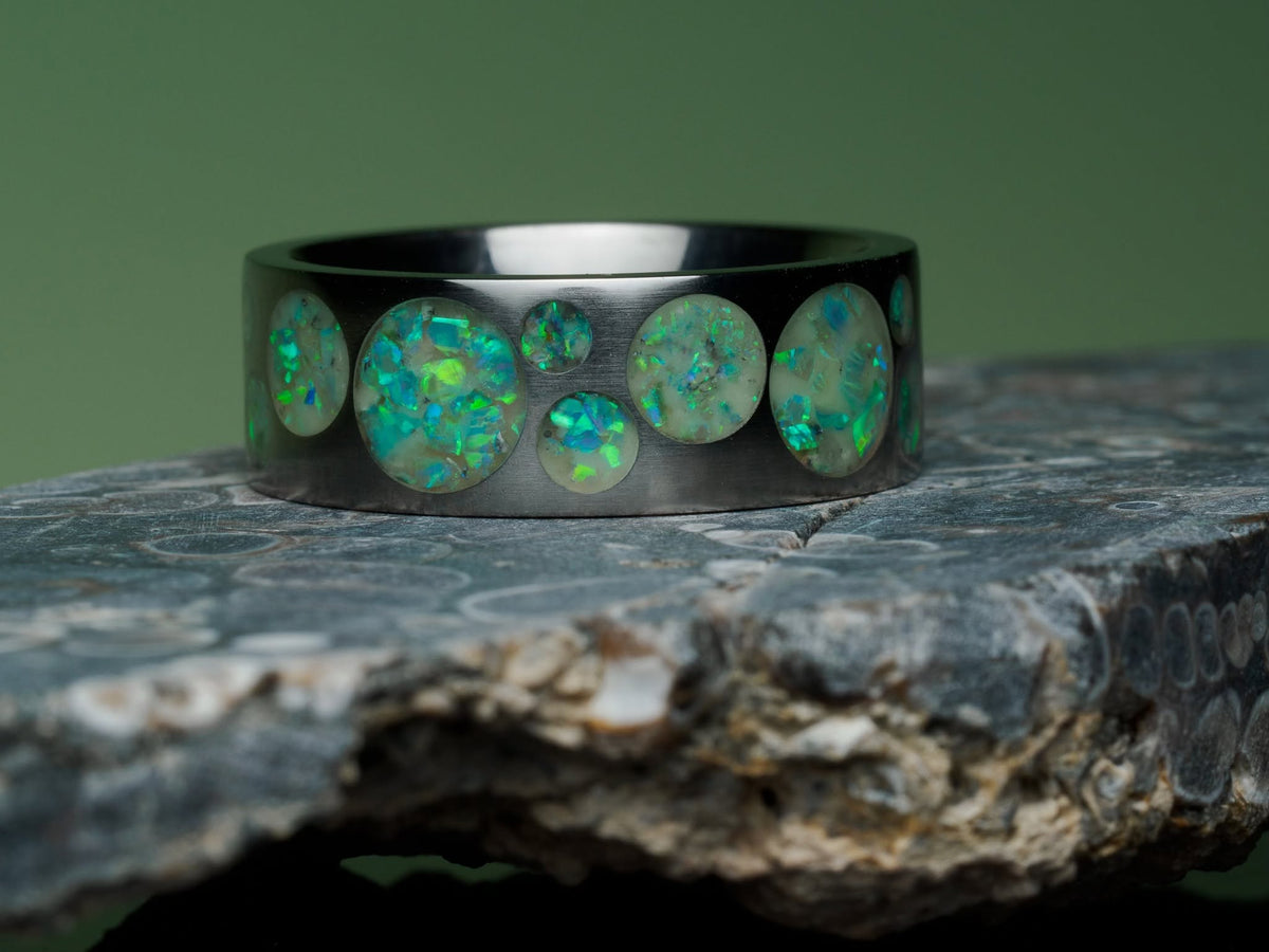 Aerial Strata: Verdant Afterglow, ring, display view.