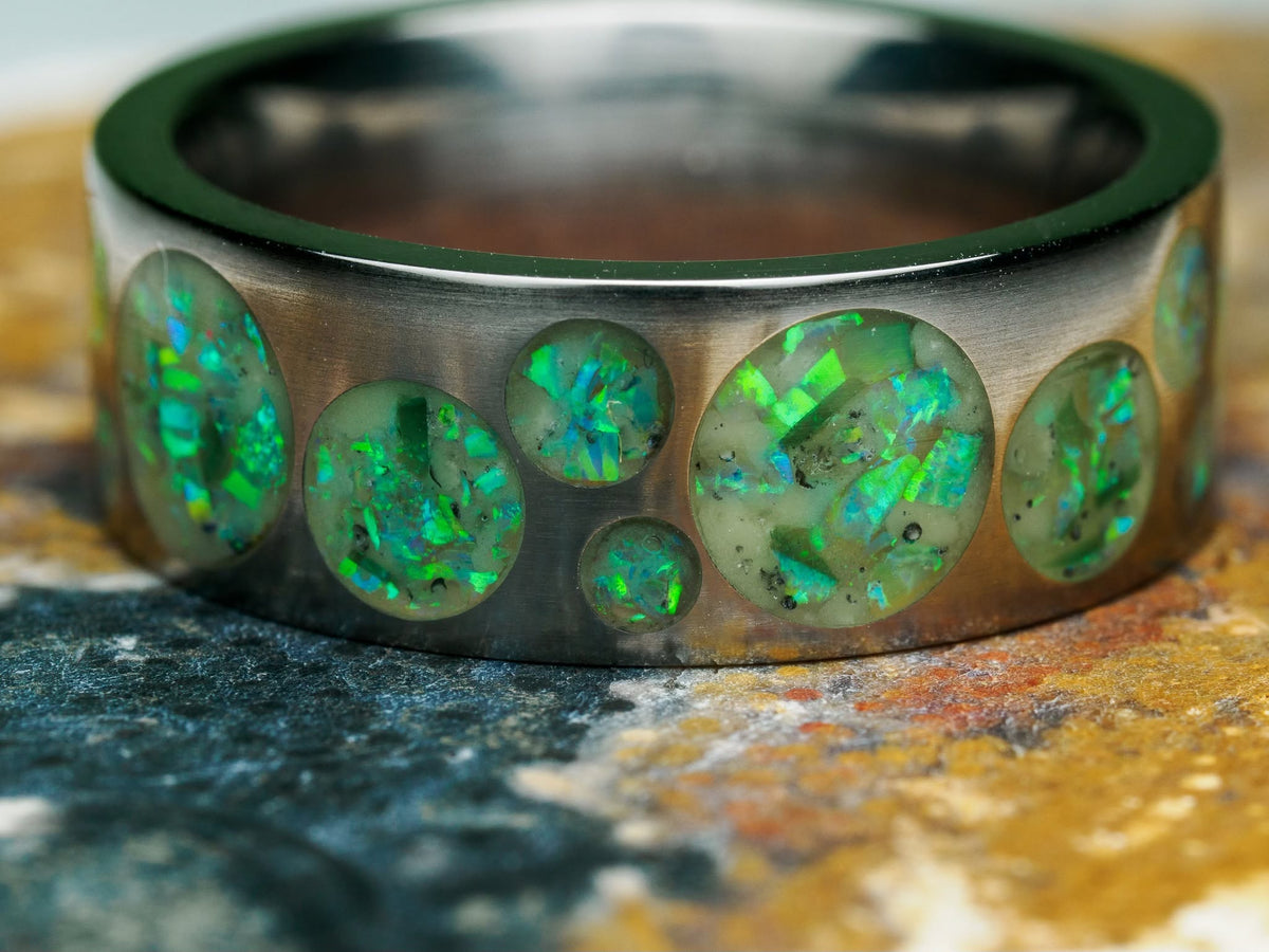Aerial Strata: Verdant Afterglow, ring, close-up detail.