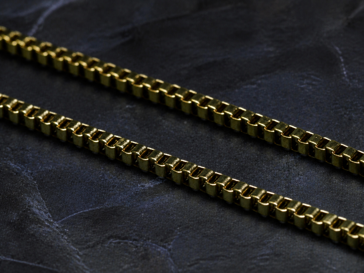 Large 18k gold plated box chain for the Abyssal Spiral pendant