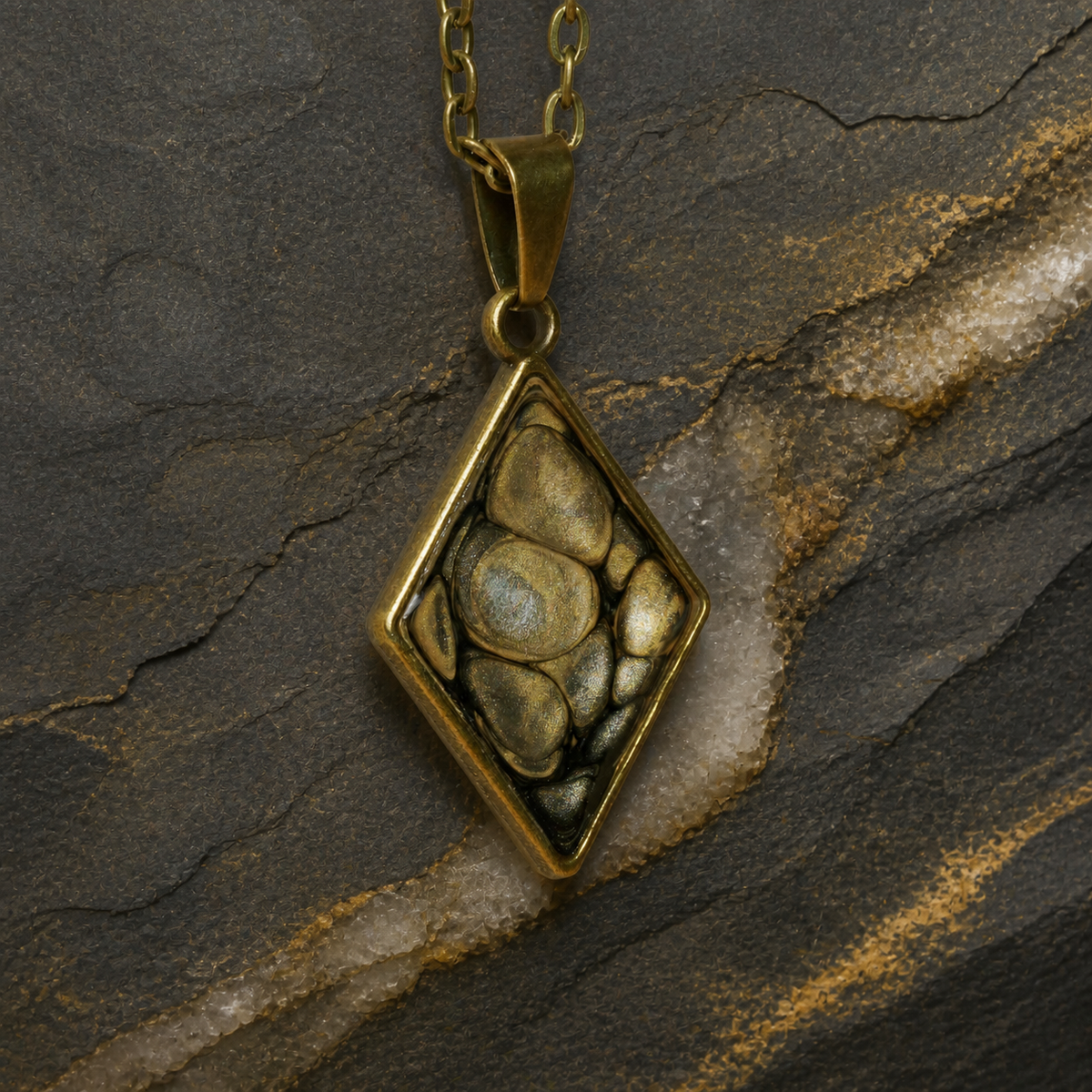 Bronze Relic Diamond Pendant Necklace, pendant, alternate view.