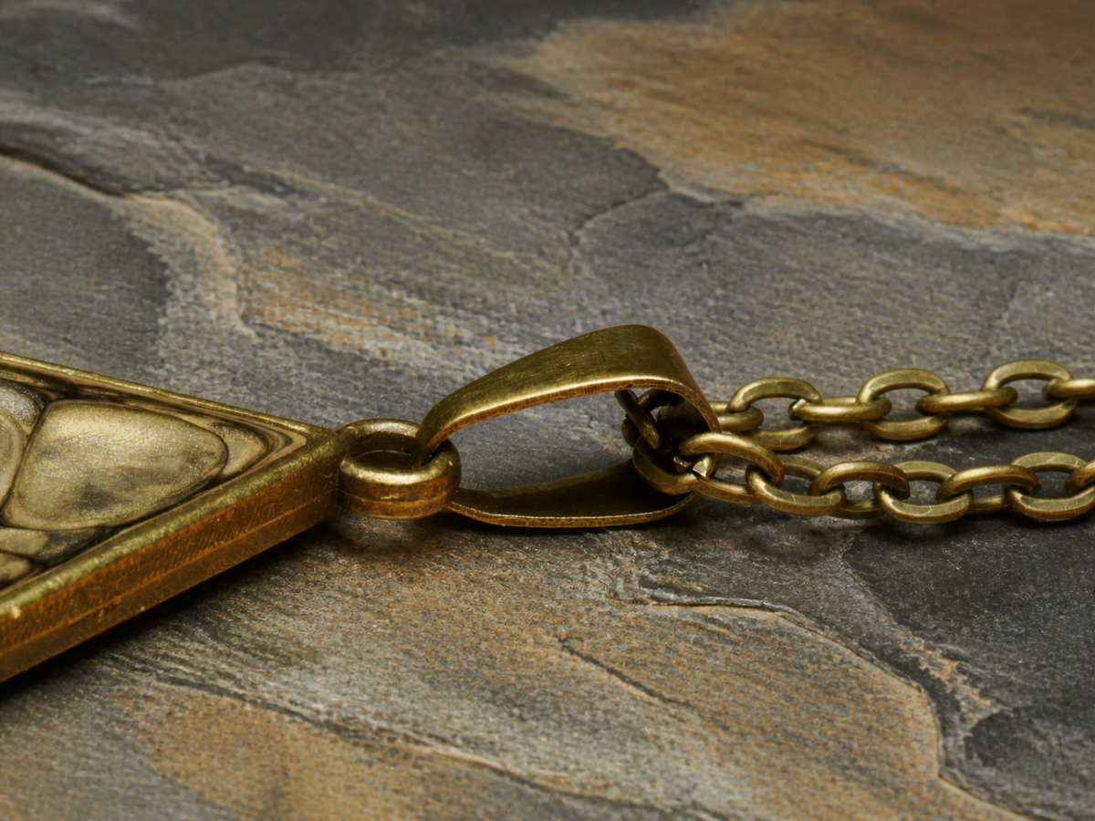 Bronze Relic Diamond Pendant Necklace, pendant, display view.