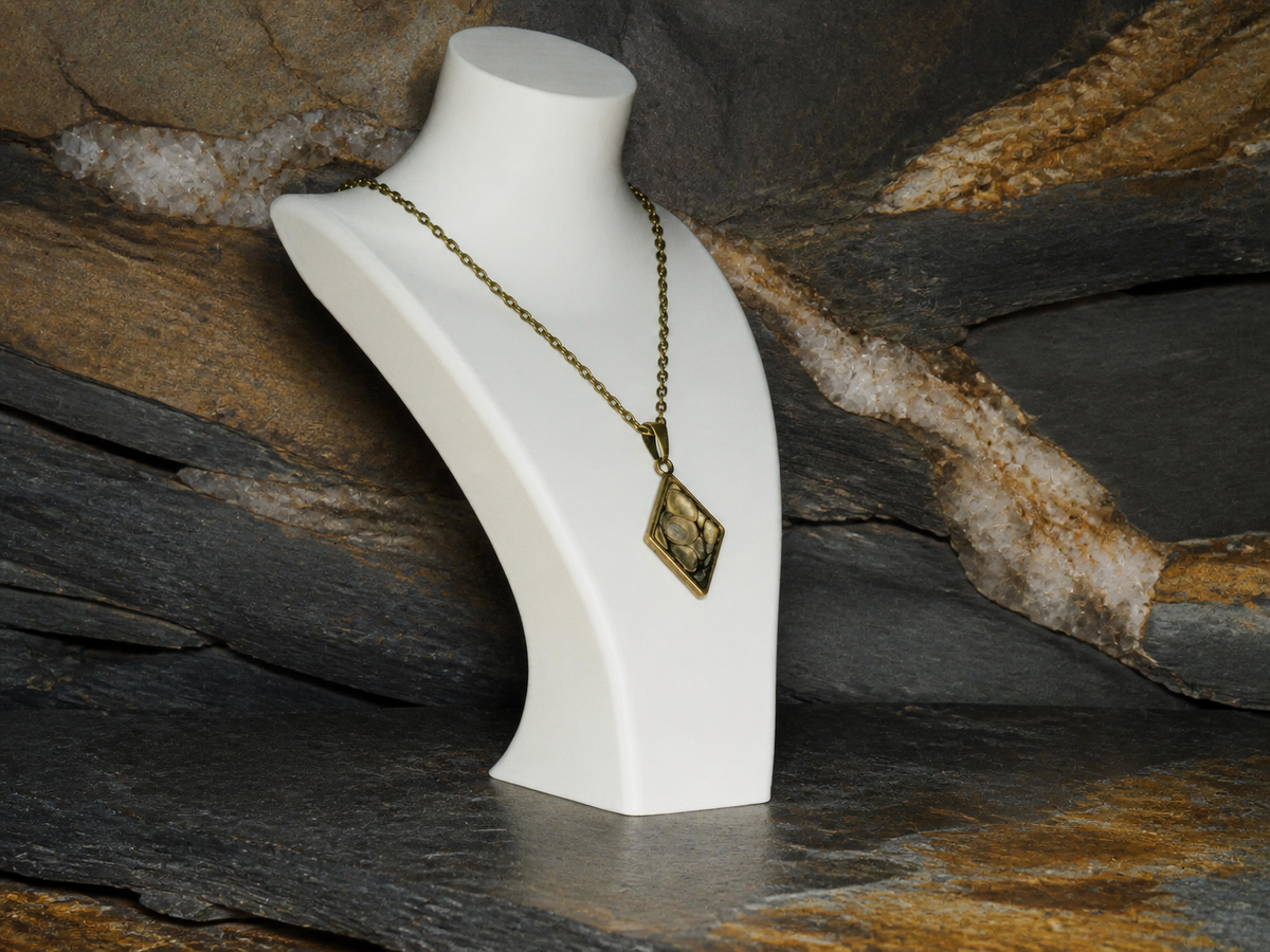 Bronze Relic Diamond Pendant Necklace, pendant, front view.