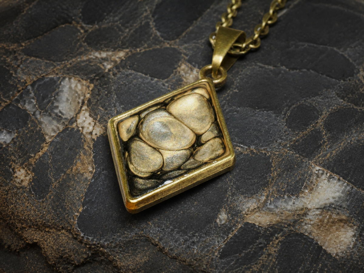 Bronze Relic Diamond Pendant Necklace, pendant, reverse view.