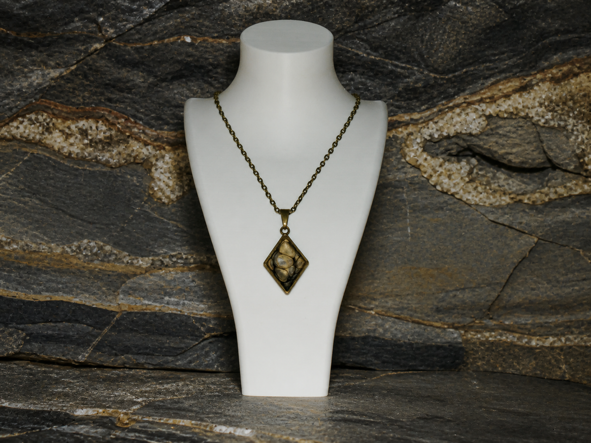 Bronze Relic Diamond Pendant Necklace, pendant, front view.