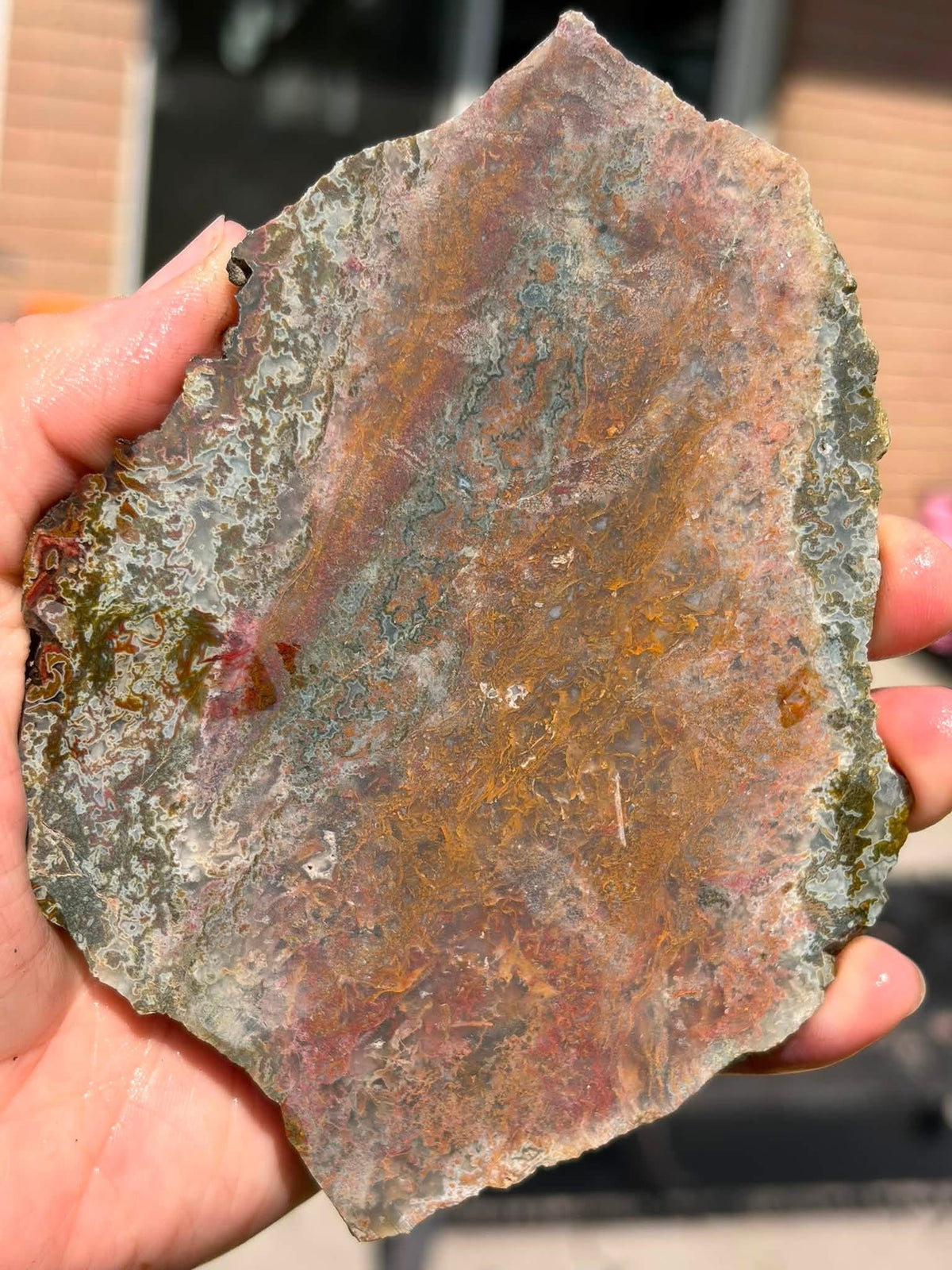 Supplier photograph of the reverse side of the moss agate slab