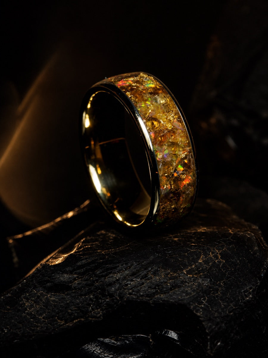 Gilded Blue Amber Reliquary, ring, alternate view.