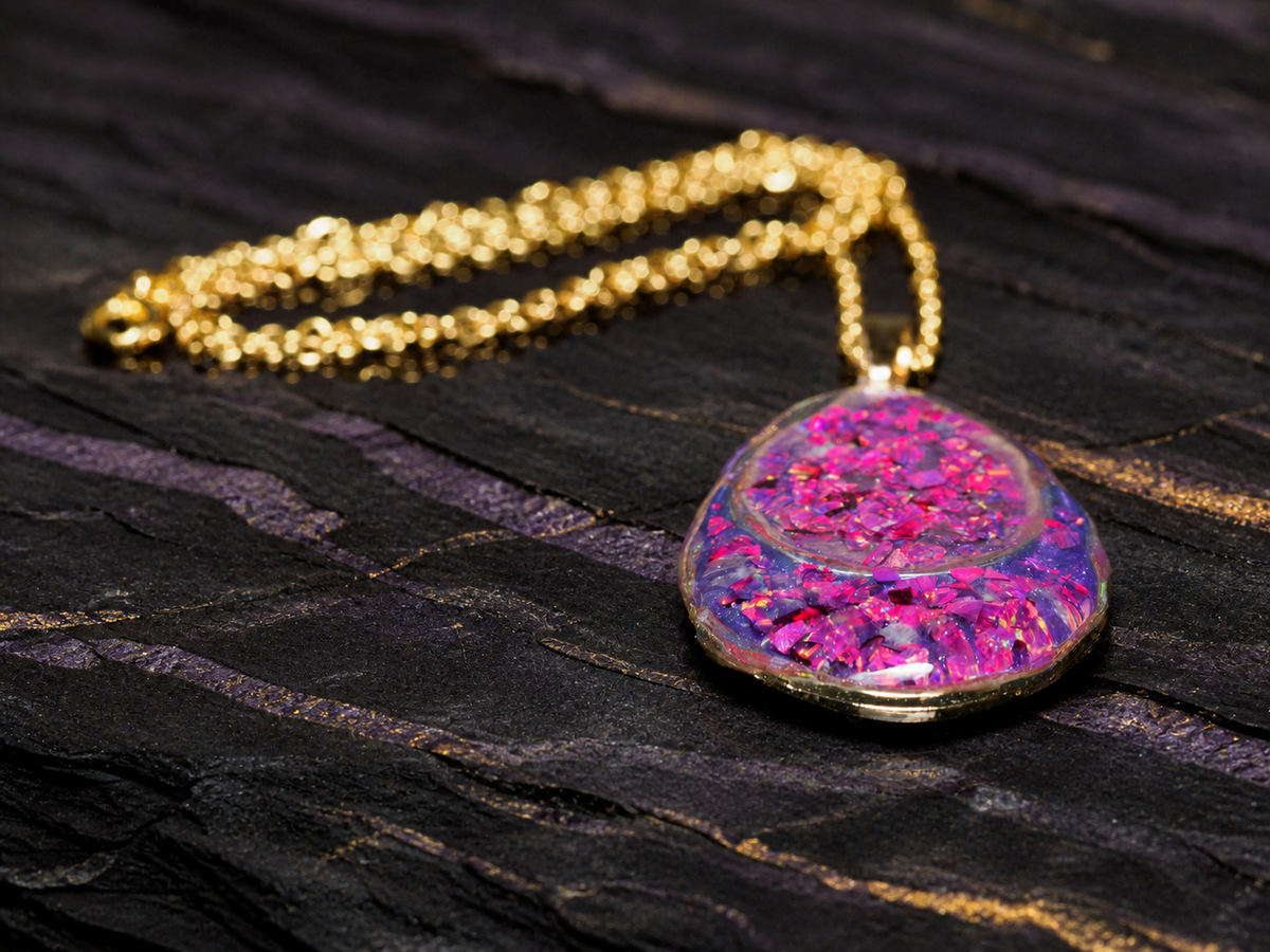 Bello Opal double teardrop pendant on dark mineral strata